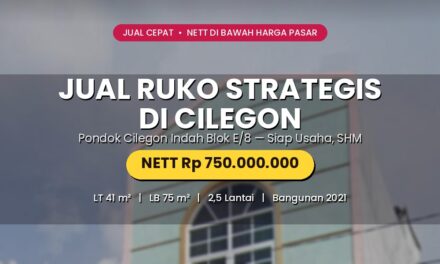 Jual Ruko Cilegon 2,5 Lantai Siap Pakai, Nett Rp750 Jt