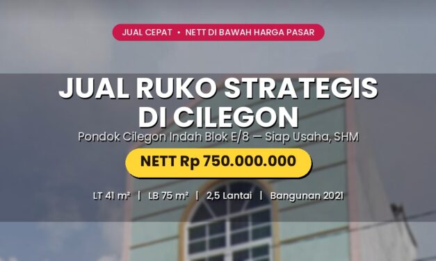 Jual Ruko Cilegon 2,5 Lantai Siap Pakai, Nett Rp750 Jt